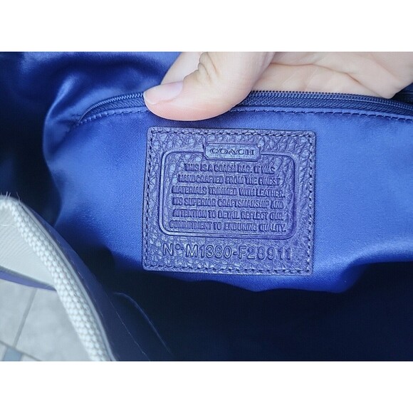 Authentic Coach Avery Natural Canvas & Indigo Leather Shoulder Bag, Hobo F28911 - Picture 10 of 14